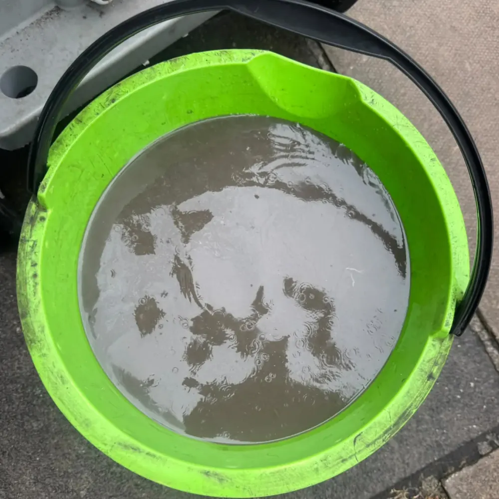 Extracted dirt collected during a professional cleaning job